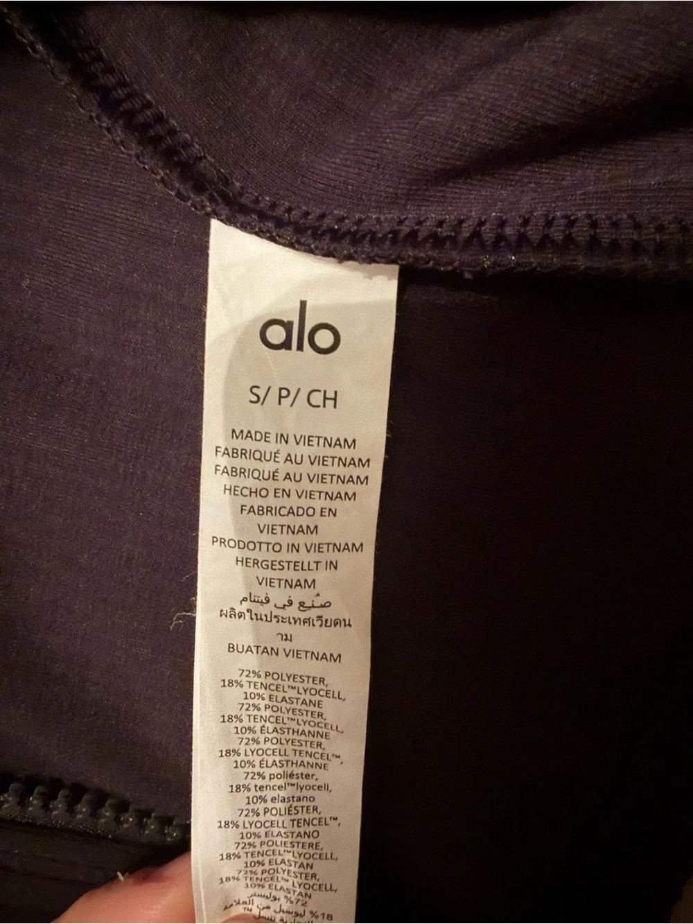 ALO Yoga Black Ribbed Stardust Long Sleeve Zip Up